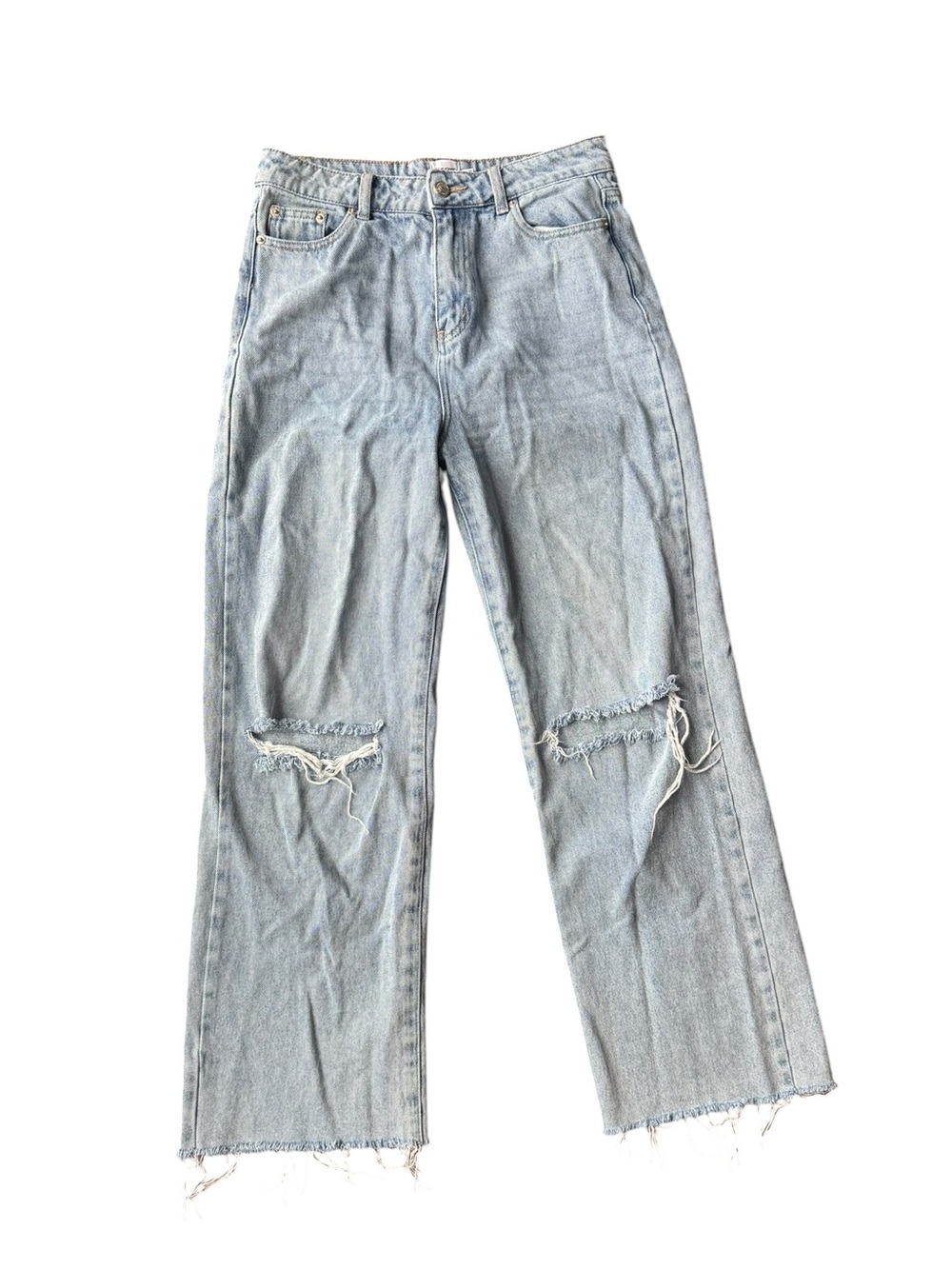 Princess Polly Light Blue Distressed Wide Leg Jeans Size 6